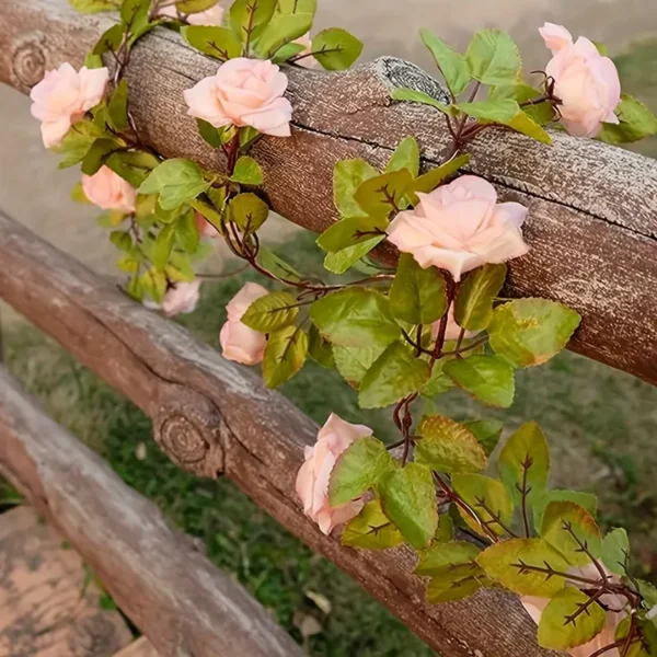 Artificial Pink Rose Garland with LED Lights - Image 4