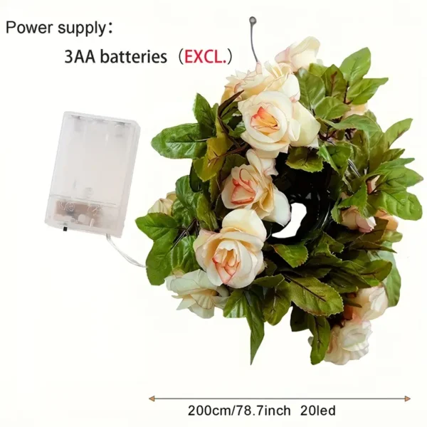 Artificial Pink Rose Garland with LED Lights - Image 5
