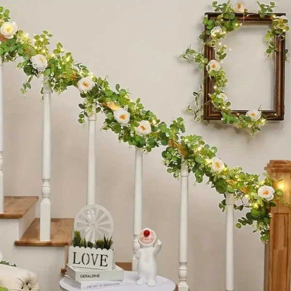 Artificial Eucalyptus Garlands With Flowers - Image 3