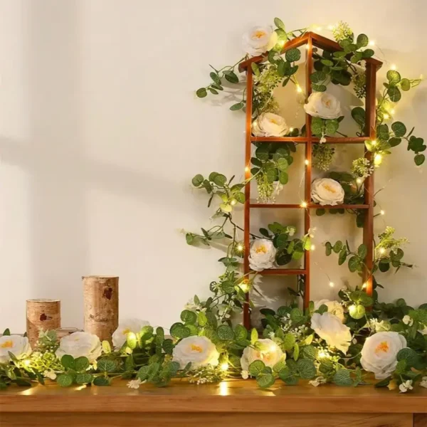Artificial Eucalyptus Garlands With Flowers - Image 5