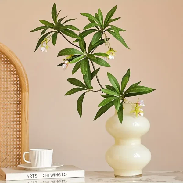 Artificial Banyan Leaves with White Flowers - Image 3