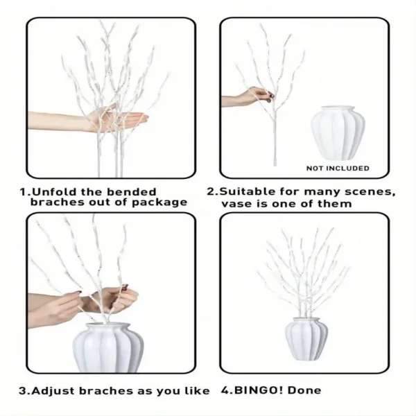 Branch Lamp, Battery Powered with 20 LED Light Strings - Image 2