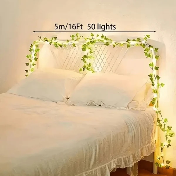 Ivy Vine with LED String Lights, Green Leaf Garland Chandelier - Image 2