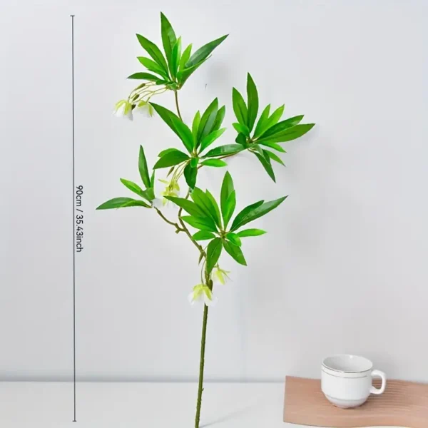 Artificial Banyan Leaves with White Flowers - Image 2