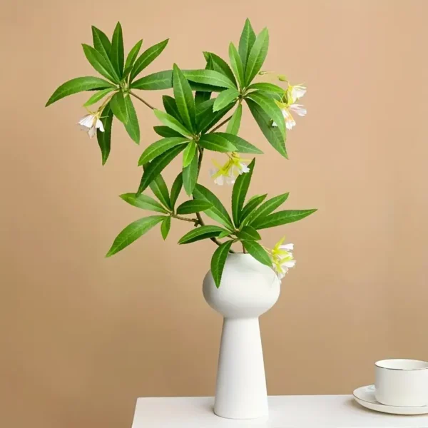 Artificial Banyan Leaves with White Flowers - Image 5