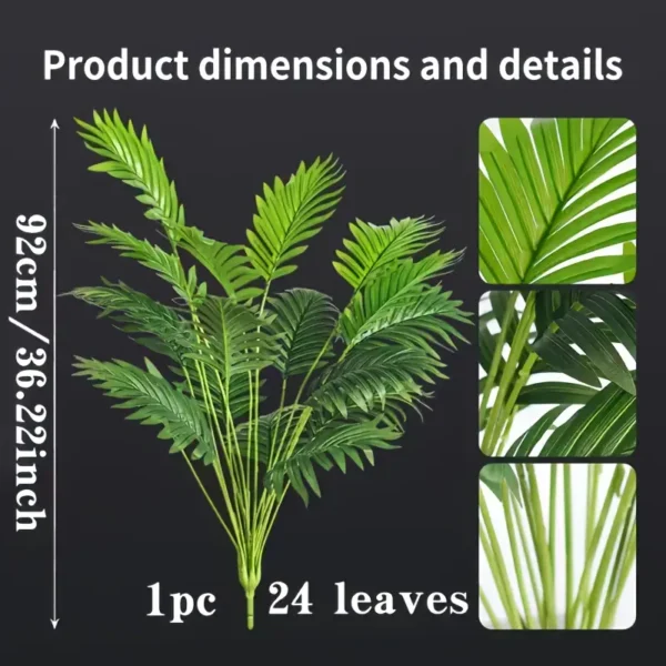 Artificial Palm Plant with 24 Leaves - 91.95cm Tropical Tree for Indoor & Outdoor Decor - Image 4
